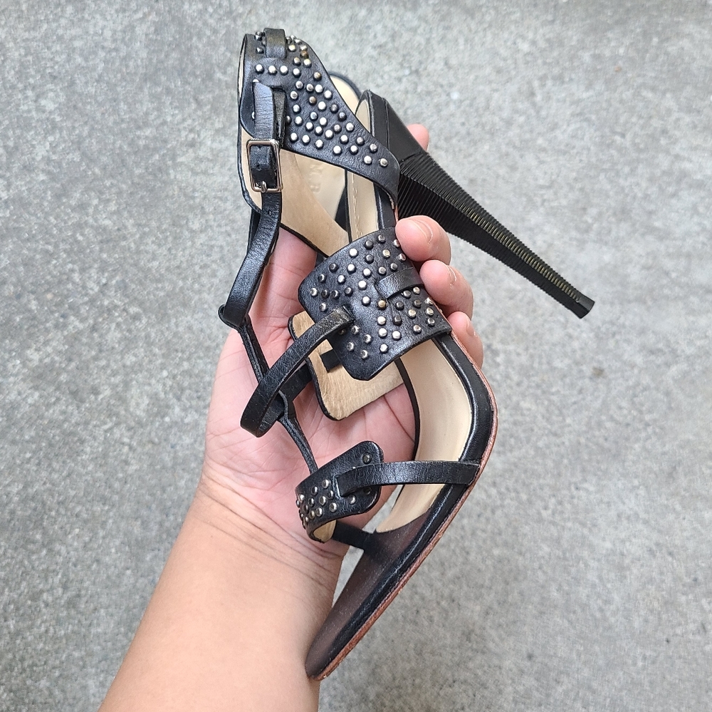 Sexy strappy L.A.M.B. black leather sandals